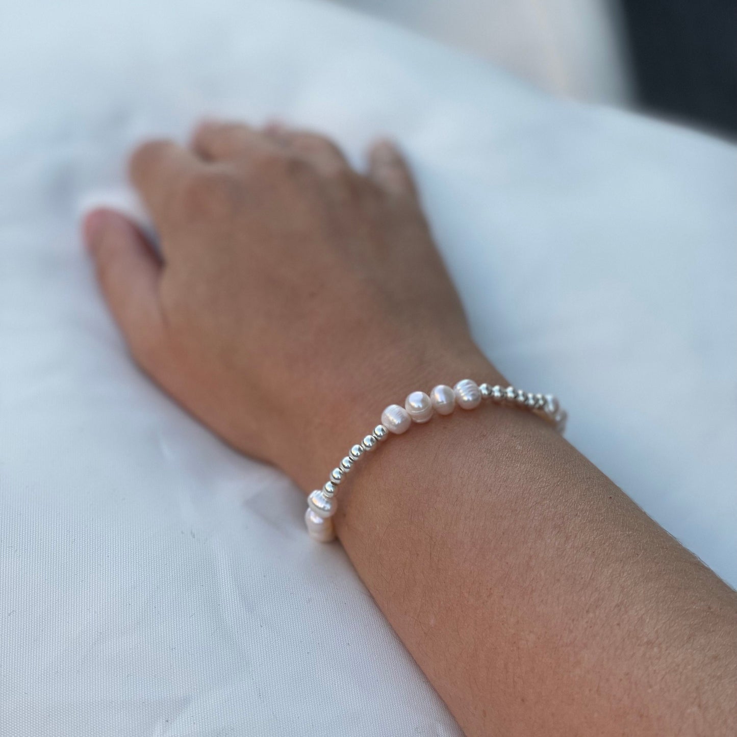 Bridal bracelet, simple pearl bridal bracelet, wedding bracelet, freshwater pearl jewellery, sterling silver bracelet, bridal accessories