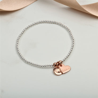 Personalised Birthday gift for her, Personalised heart charm bracelet, Mothers Day gift for her, Valentine's gift for her, Silver bracelet