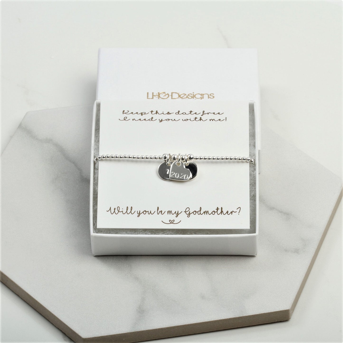 Will You Be My Godmother gift, Godmother Personalised Bracelet, Godmother Proposal, Godmother Bracelet, Godmother Card, Silver stretch date