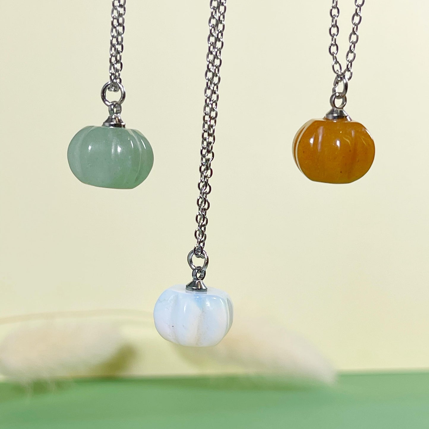 Pumpkin gemstone silver necklace, Halloween gift, Autumn jewelry, Halloween Jewelry, Opal necklace, Pumpkin necklace