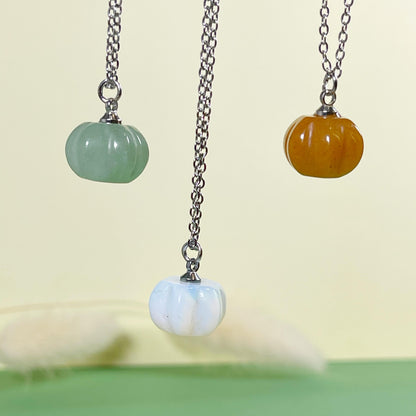 Pumpkin gemstone silver necklace, Halloween gift, Autumn jewelry, Halloween Jewelry, Opal necklace, Pumpkin necklace