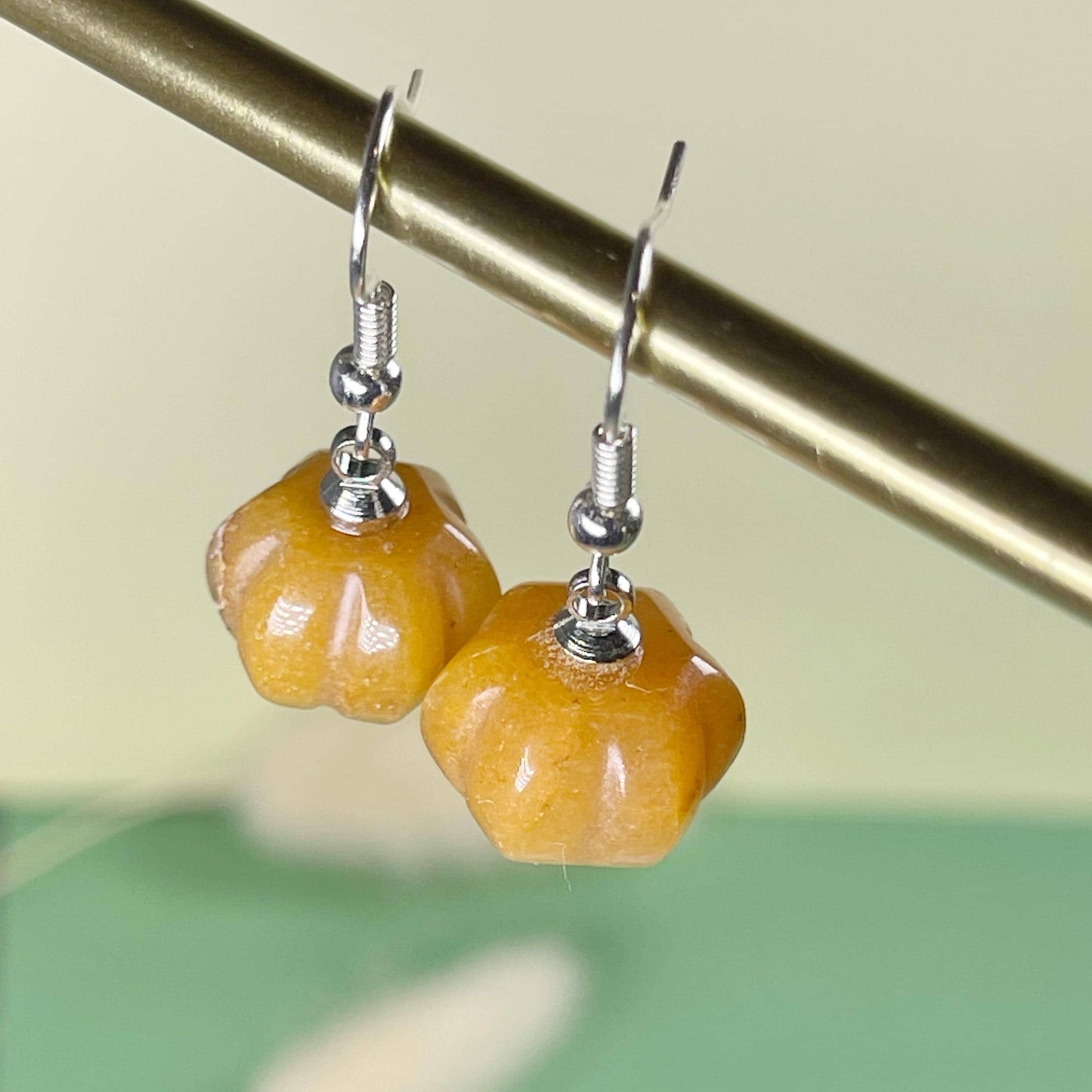 Halloween gift, Gemstone pumpkin earrings, Autumn jewellery, Halloween Jewelry, Aventurine earrings, Pumpkin earrings, Quirky earrings