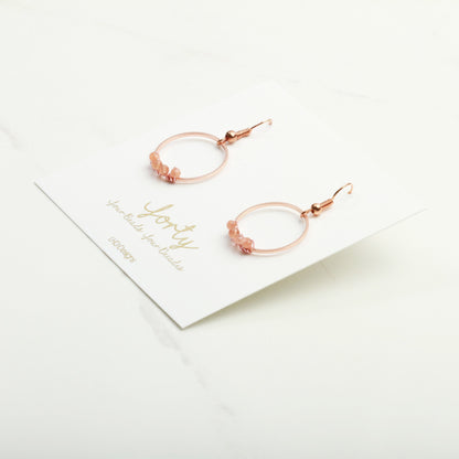 October Birthstone, Minimalist Rose Gold and Pink Opal Circle earrings, Crystal healing, Birthstone Gifts for Women, Opal earrings, October