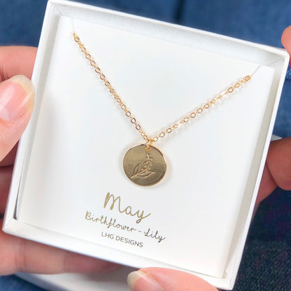 May Birth flower necklace, May Birthday gift for her, Lily necklace, Birth flower jewellery, Mother's Day Gift, Gift for mum, May Birthday