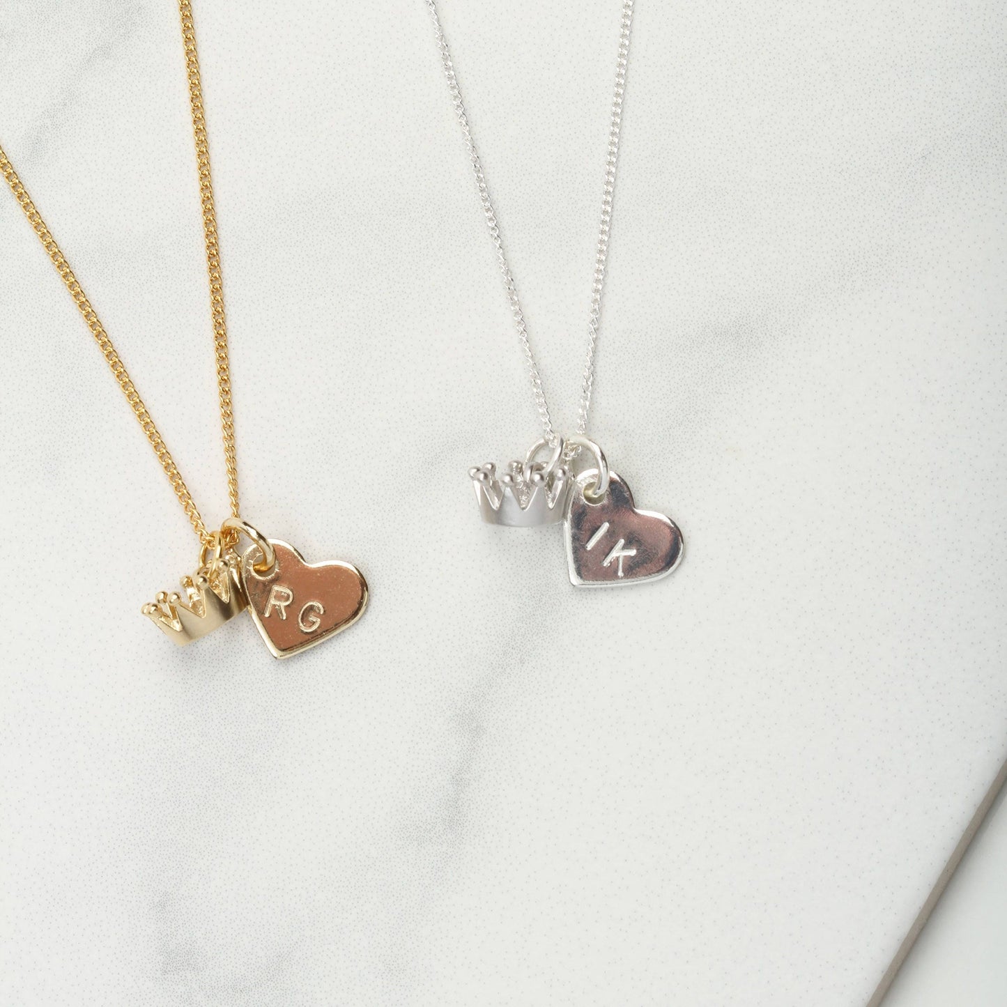 Gold crown necklace, Personalised heart necklace, Birthday Gift for her, Christmas Gift for girlfriend sister daughter, kids children