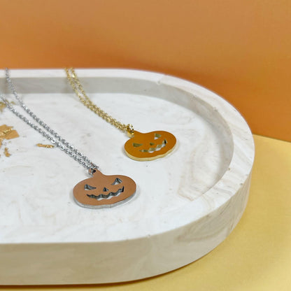 Dainty Pumpkin Halloween Gifts Necklace, Gold Stainless Steel, Silver, Pumpkin Jewelry, autumn jewellery, Halloween jewelry