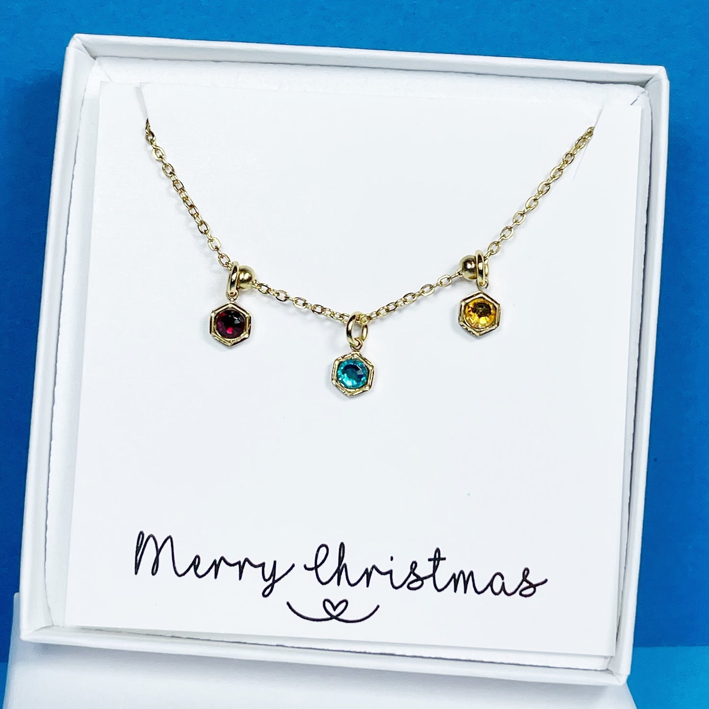 Custom Birthstone Necklace, Geometric Birthstone Necklace, Christmas Gift for women,  Birthday Gift, Grandma Gift, Mothers Day Gift for Her