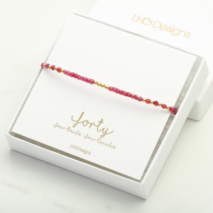 Raw Ruby Gemstone Bracelet, July Birthday gift for her, 40th Birthday gift for women, mum, sister, friend, daughter, wife