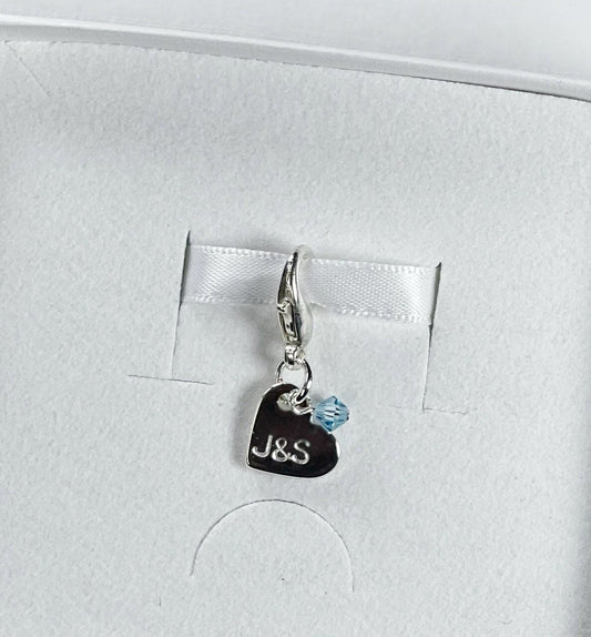 Personalised Something Blue bouquet charm, Wedding good luck charm, Something blue keepsake charm, Bride to be gift, bouquet memory charm