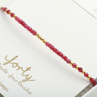 Raw Ruby Gemstone Bracelet, July Birthday gift for her, 40th Birthday gift for women, mum, sister, friend, daughter, wife