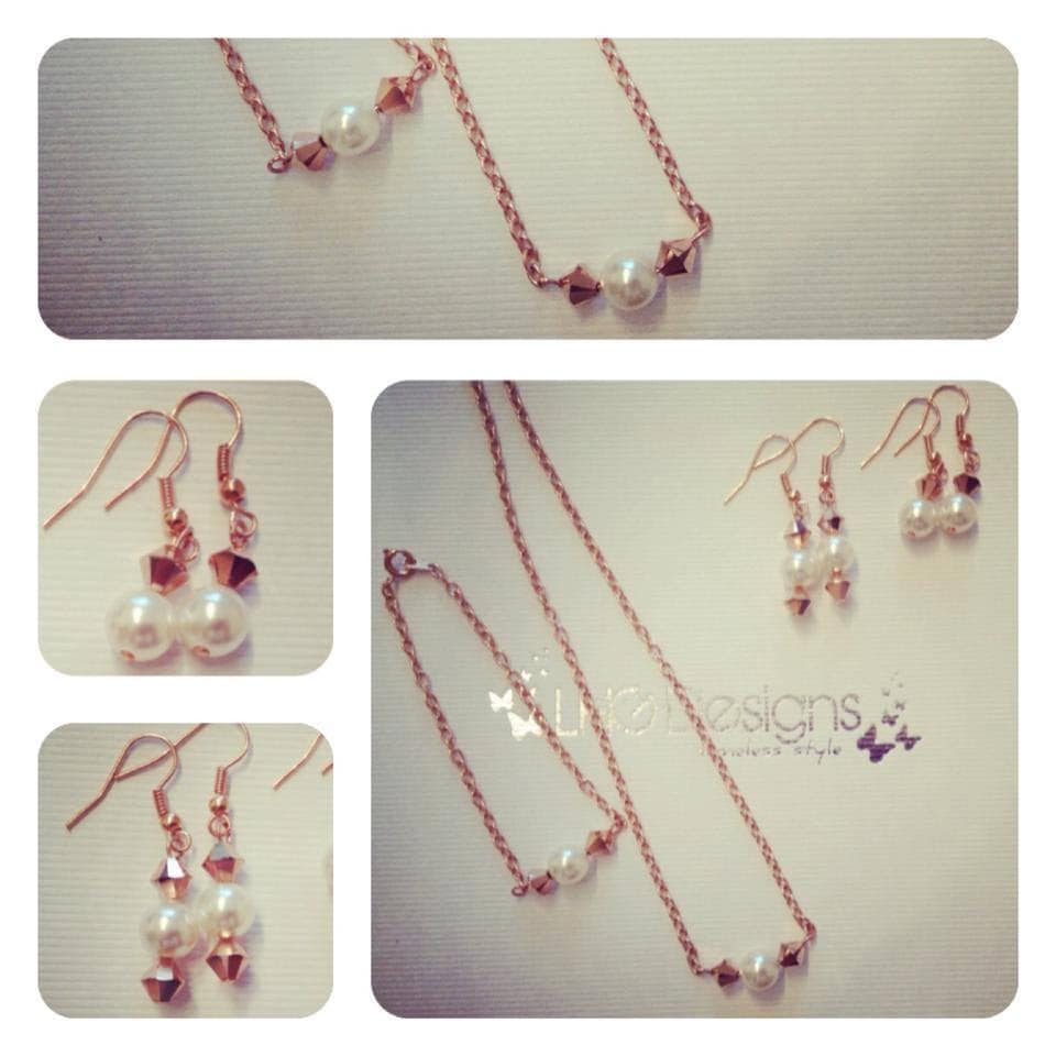 Bridemaids earrings, bridal jewelry, Rose gold swarovski pearl drop earrings, wedding jewelry, gift for bridesmaids, bride mum