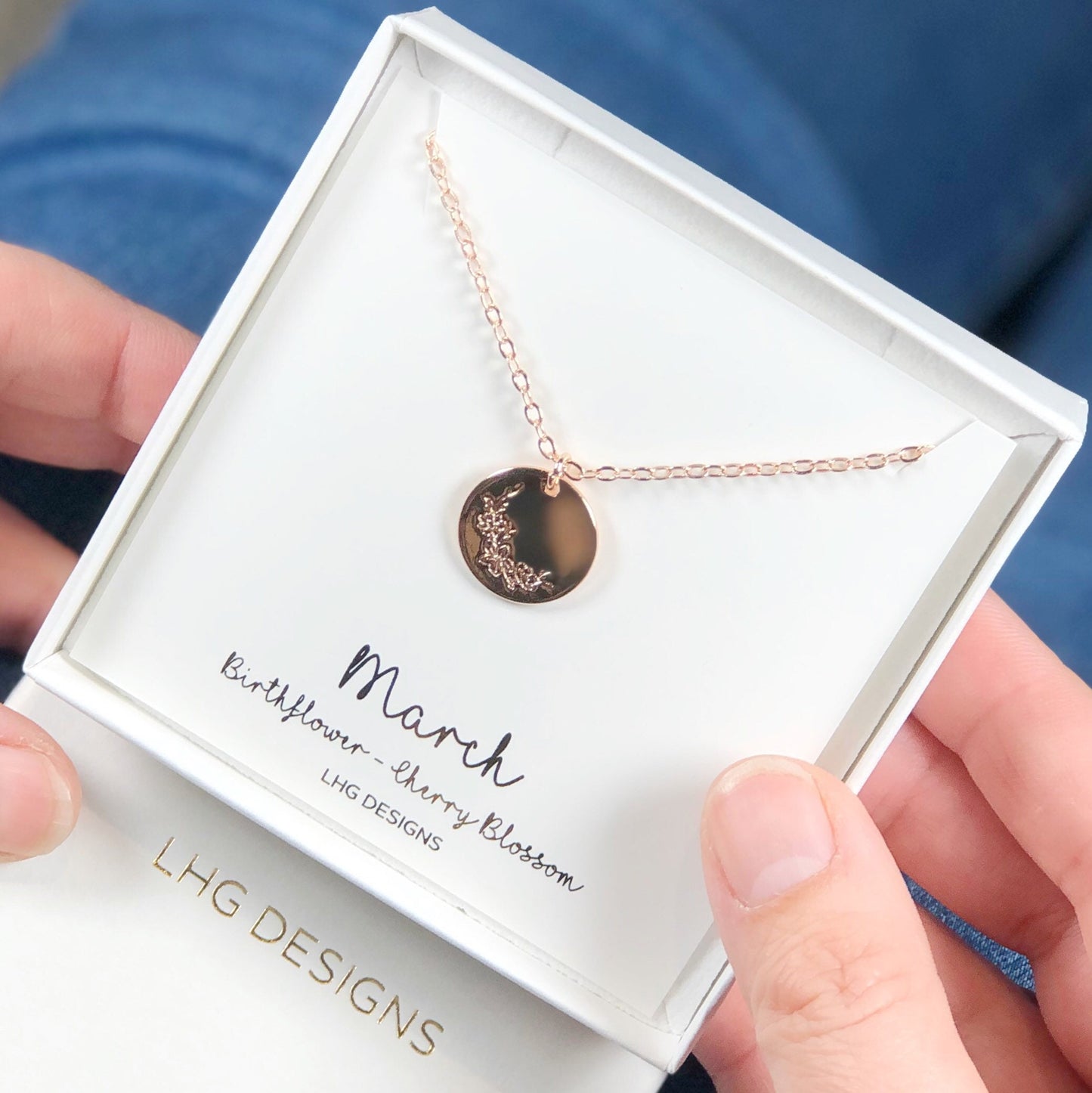 March Birth flower necklace, March Birthday gift for her, Cherry Blossom necklace, Birth flower jewellery, Mother's Day Gift, Gift for mum