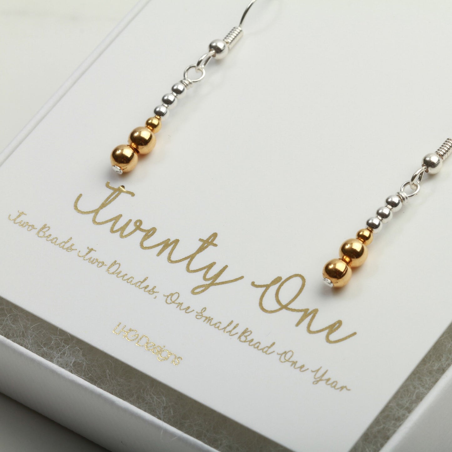 21st Birthday Gift for her, minimalist sterling silver gold drop dangle earrings, 21st birthday gift card, grand daughter sister friend mum