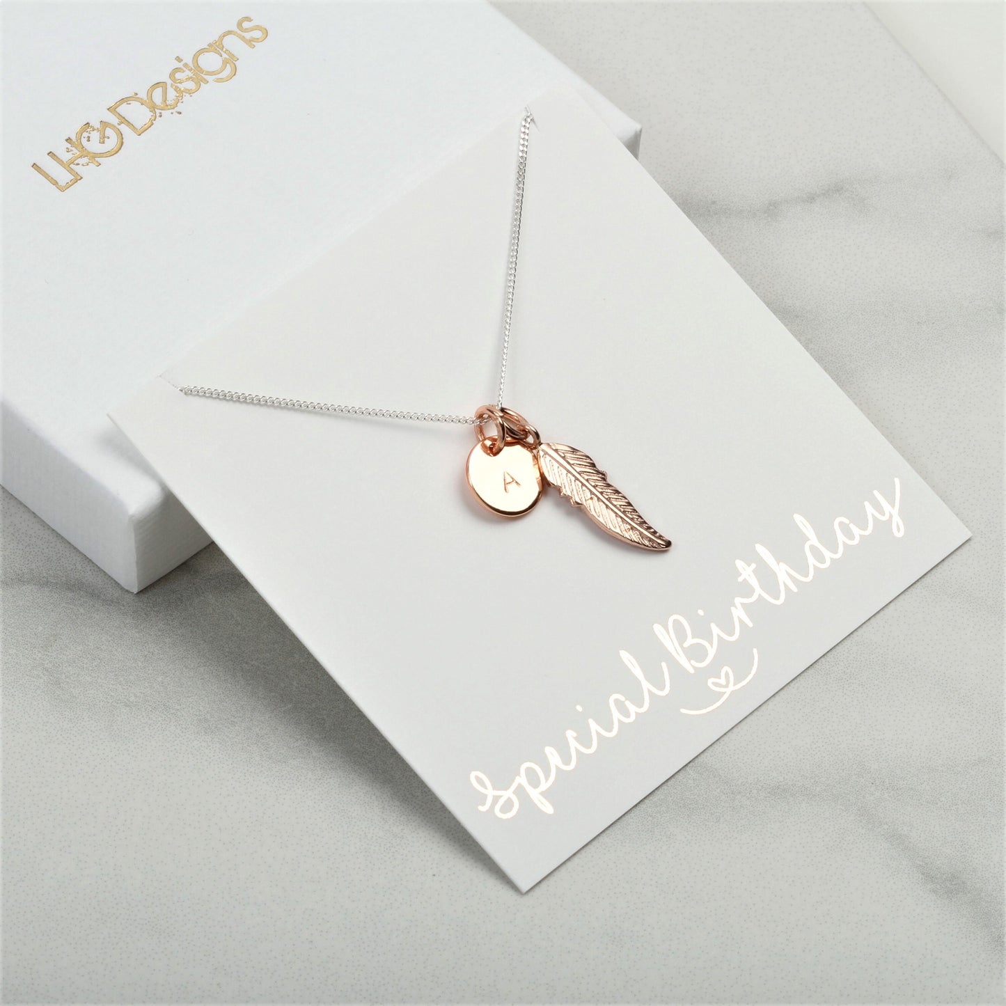 Rose Gold Feather Necklace, Personalised jewelry, Birthday Gift for her, Mothers Day Gift girlfriend, sister mum wife, Memorial jewellery