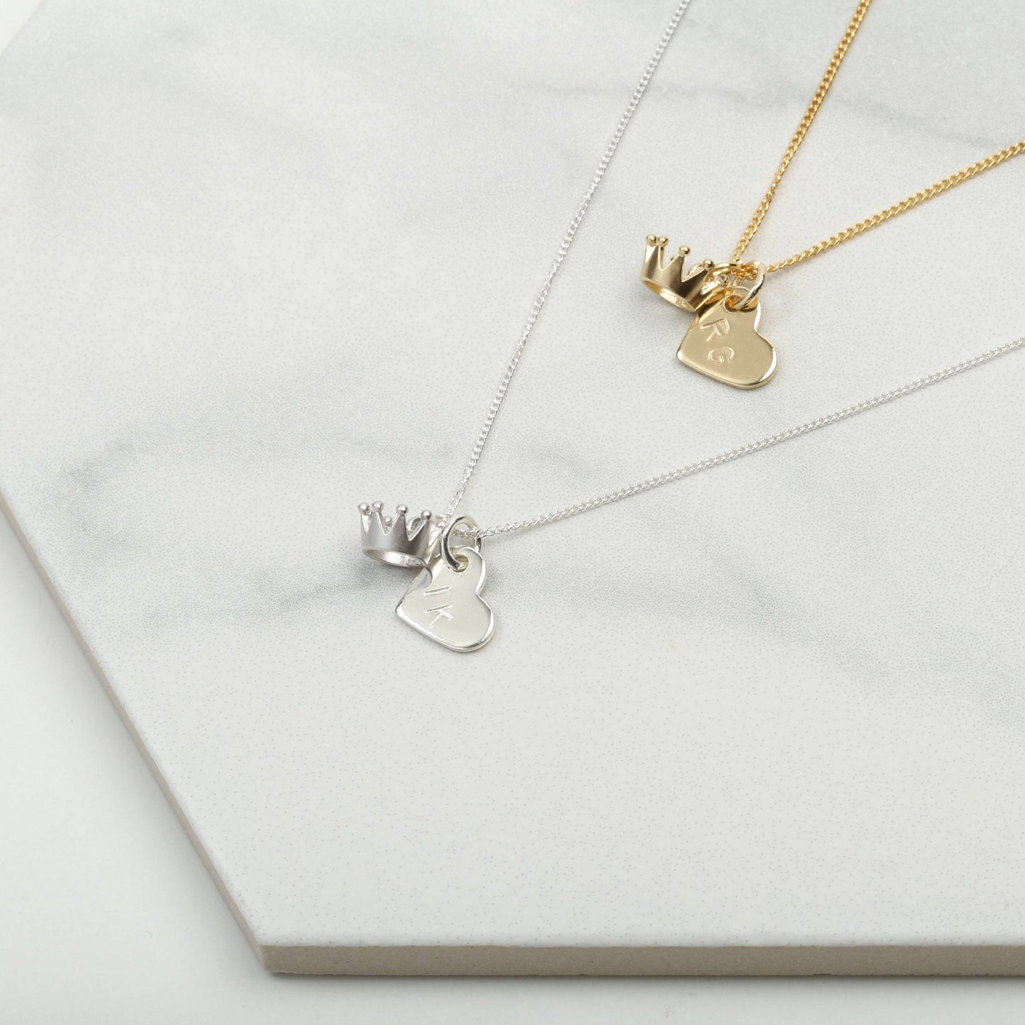 Gold crown necklace, Personalised heart necklace, Birthday Gift for her, Christmas Gift for girlfriend sister daughter, kids children
