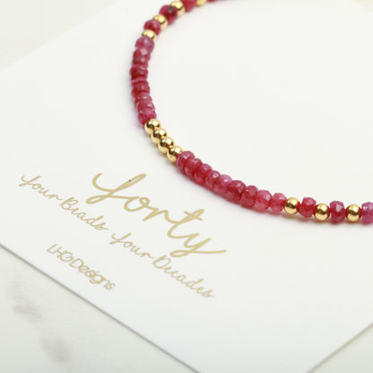 Raw Ruby Gemstone Bracelet, July Birthday gift for her, 40th Birthday gift for women, mum, sister, friend, daughter, wife
