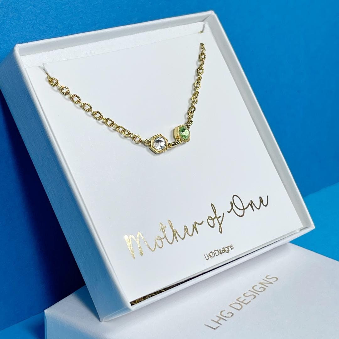 Custom Family Birthstone Necklace, Personalised Hexagon Birthstone Necklace in Gold, Birth Stone Necklace, Gift for Her, Mother's Day Gift