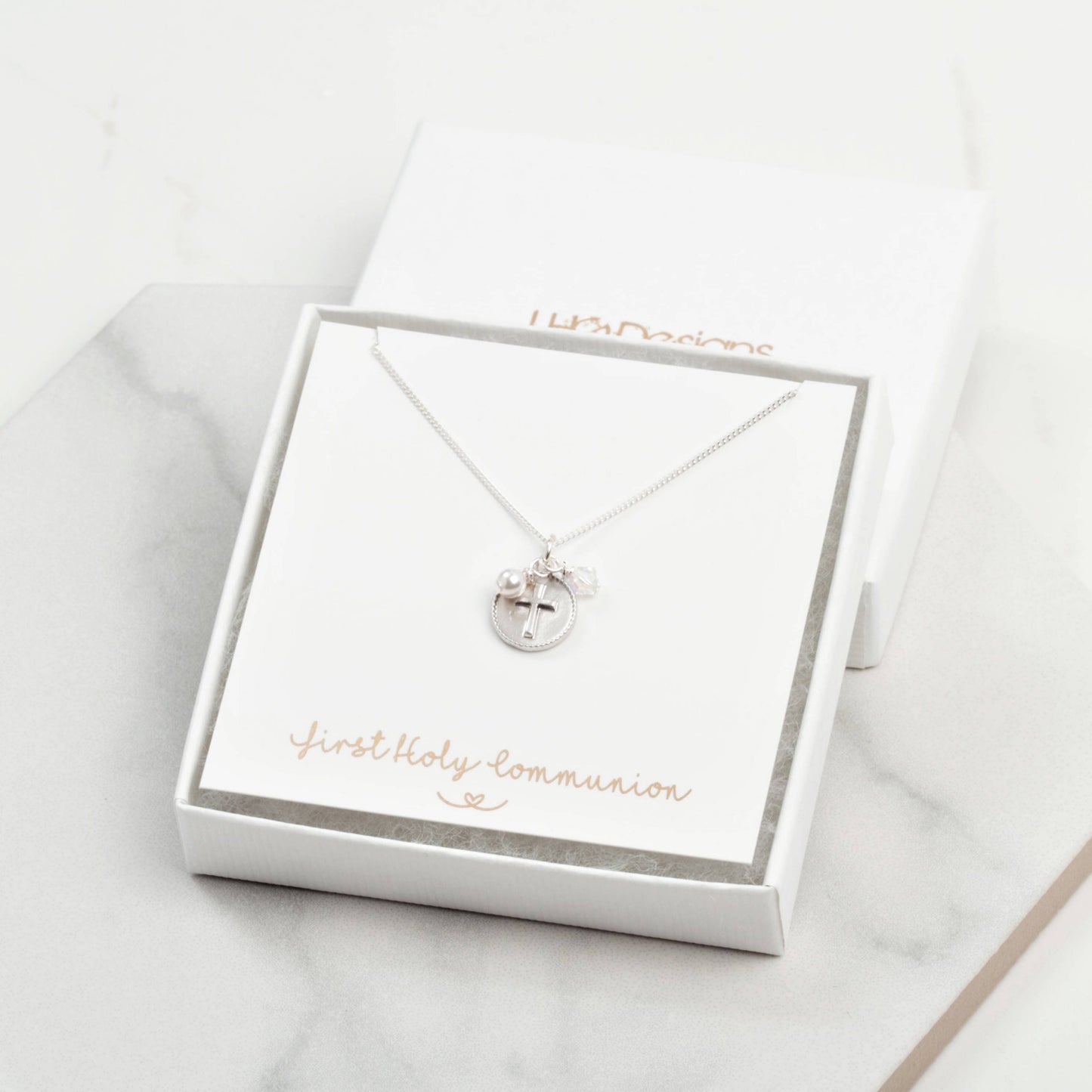 Birthstone 1st Communion necklace, Cross birthstone necklace, 1st communion gift for girls, Girls Holy communion cross necklace, birthstone