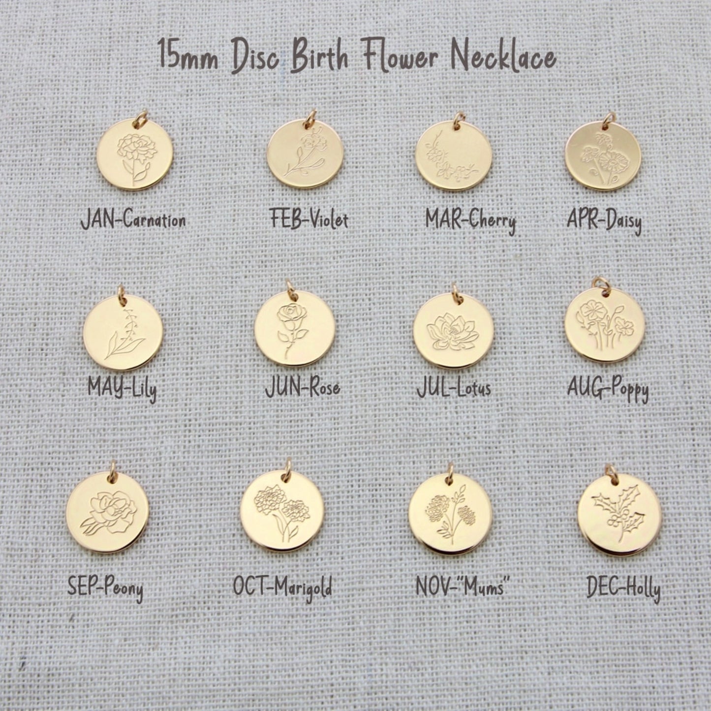 February Birth flower necklace, February Birthday gift for her, Violet necklace, Birth flower necklace, Round necklace rose gold silver