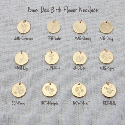 February Birth flower necklace, February Birthday gift for her, Violet necklace, Birth flower necklace, Round necklace rose gold silver