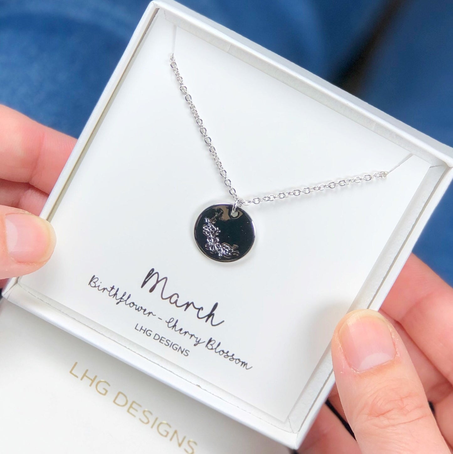 March Birth flower necklace, March Birthday gift for her, Cherry Blossom necklace, Birth flower jewellery, Mother's Day Gift, Gift for mum