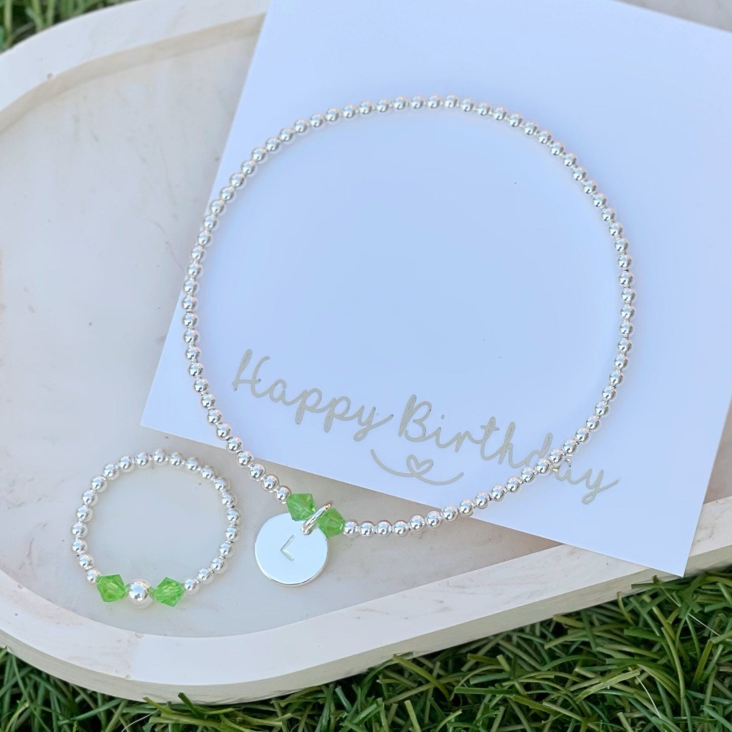 Initial & Birthstone Bracelet, August birthstone bracelet, birthday gift for her, August birthday gift, Peridot bracelet, August birthstone