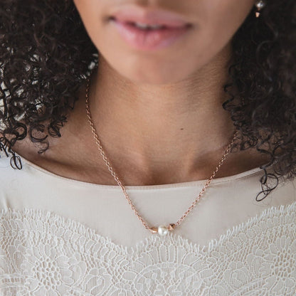 Dainty Pearl Necklace | Floating Pearl Necklace | Single Pearl Necklace | Bridal Jewelry | Bridesmaid Necklace Gift | Wedding Gift