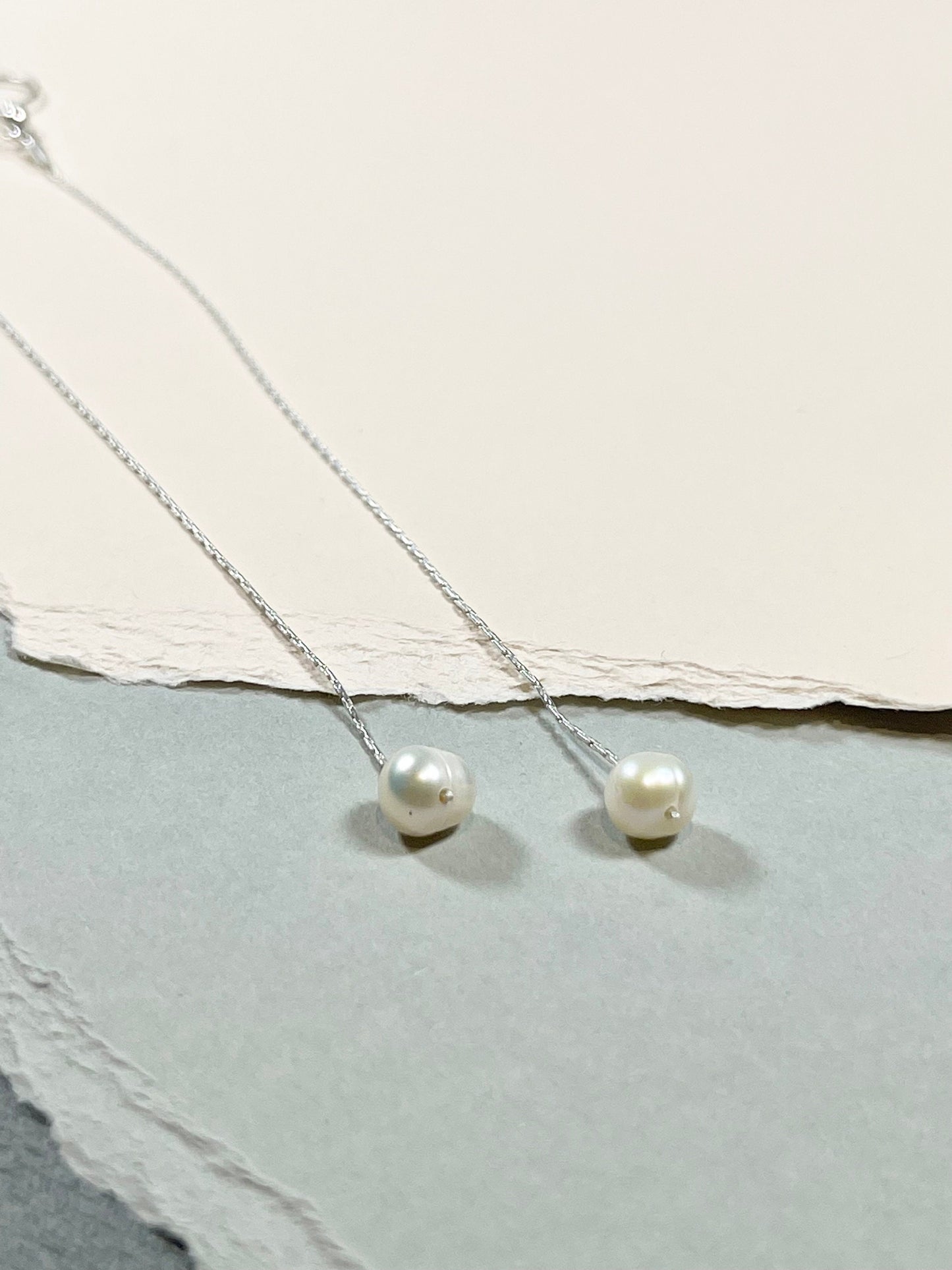 Real Long Pearl Earrings, Freshwater Pearl Dangle Drop  Earrings, Pearl Drop Earrings, Bridal Earrings, Long Chain Earrings, Bridesmaid gift