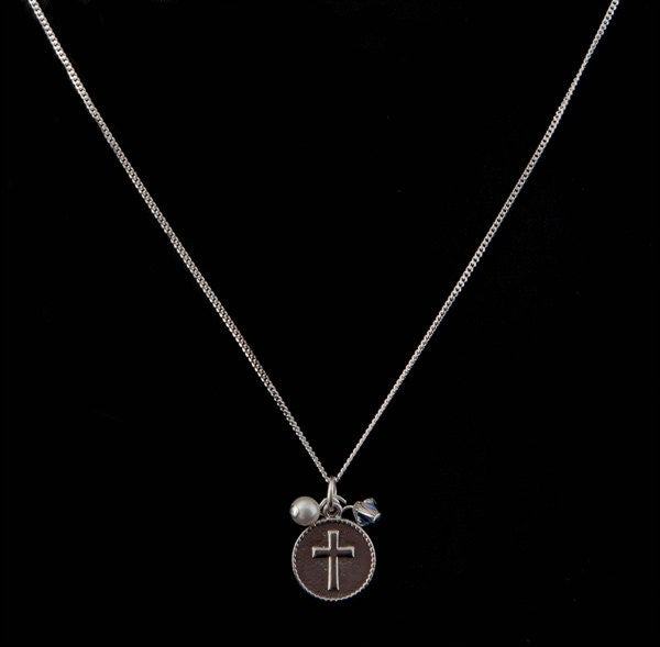 Sterling silver cross birthstone necklace, Pearl, First Holy communion gift, christening baptism gift for girl, childrens jewellery, goddaug