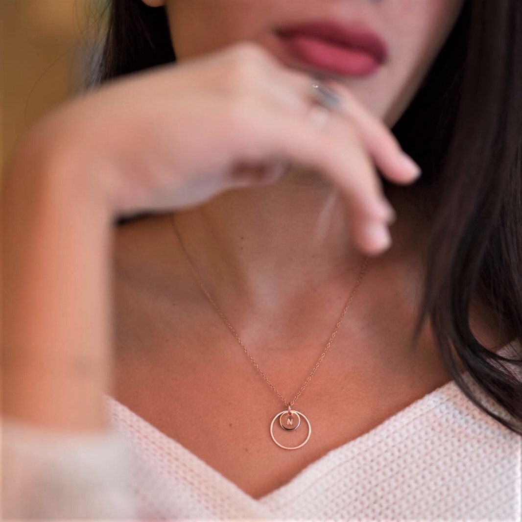 Silver circle personalised necklace, Karma necklace, Birthday Gift for her, Christmas gift for mum gran friend wife daughter, minimalist