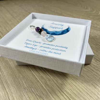 Back to school gift, Personalised Anxiety gemstone bag charm, Emotional Support gift, School bag charm, Back to school good luck
