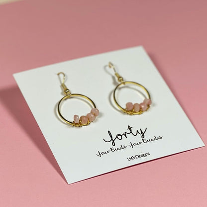 October Birthstone, Minimalist Rose Gold and Pink Opal Circle earrings, Crystal healing, Birthstone Gifts for Women, Opal earrings, October