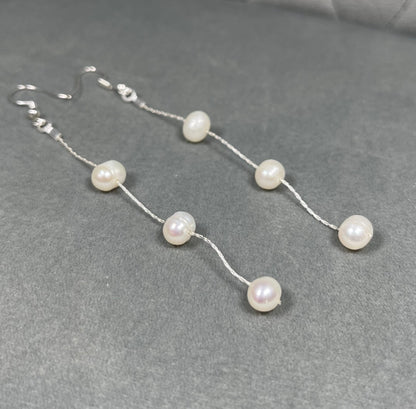 Freshwater Pearl Bridal Drop Earrings and Bracelet jewellery set, Bridal Pearl Earrings & Bracelet set, Wedding Earrings and bracelet set,