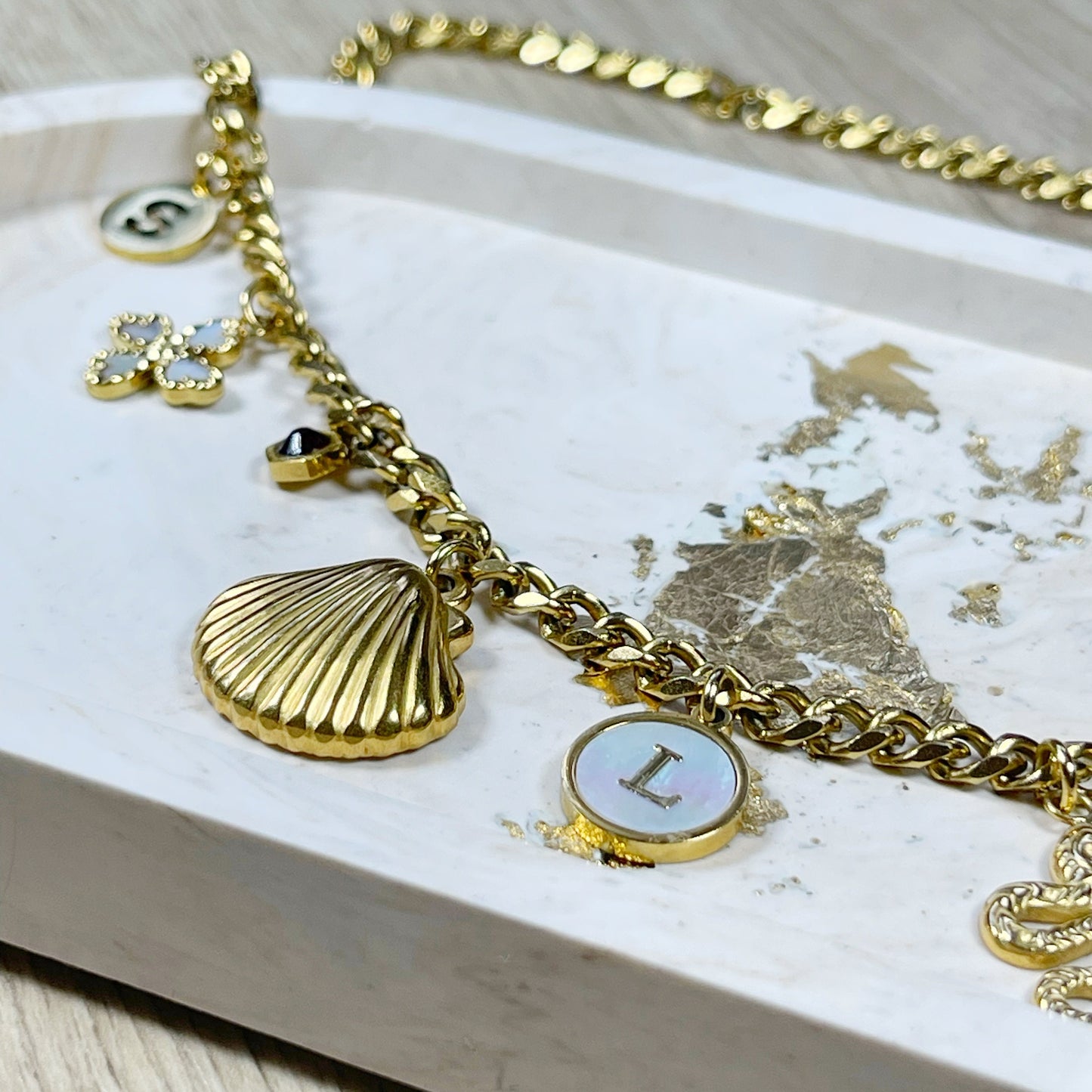 Build Your Own Custom Charm Necklace, Gold Charm Necklace, Customizable Charm Necklace, Vintage Style Chunky Necklace, Multi Charm Necklace