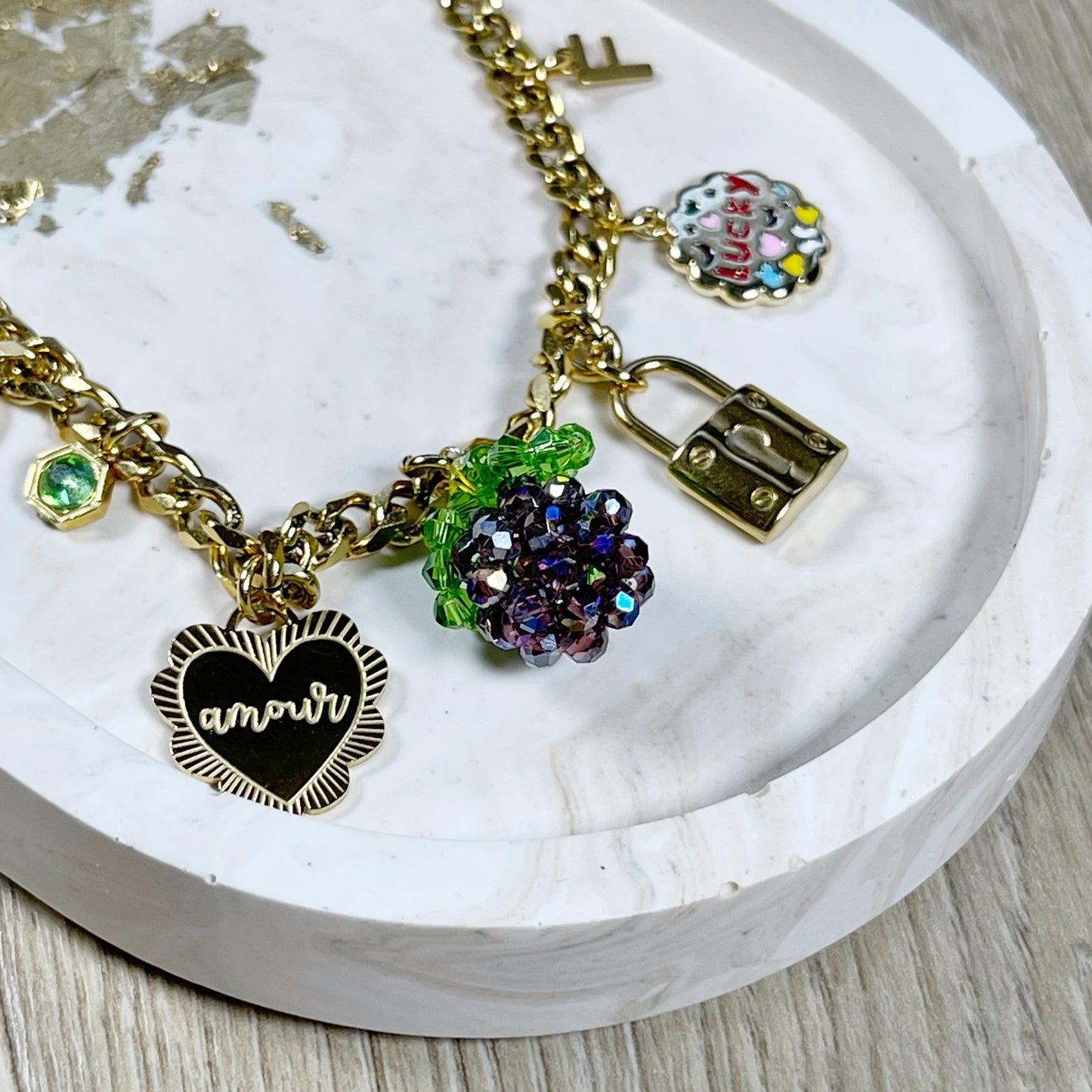 Build Your Own Custom Charm Necklace, Gold Charm Necklace, Customizable Charm Necklace, Vintage Style Chunky Necklace, Multi Charm Necklace