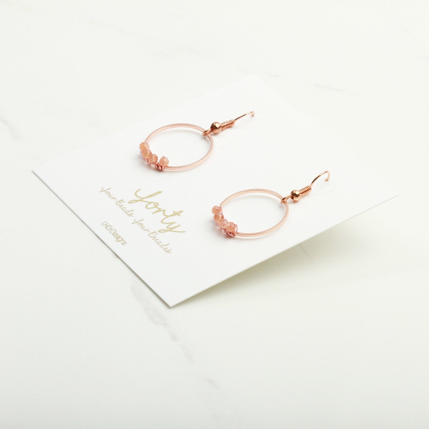 Minimalist Rose Gold and Raw Moonstone Gemstone Circle earrings, 40th Birthday Gift for Women, Birthstone Gifts for Women, June Birthstone