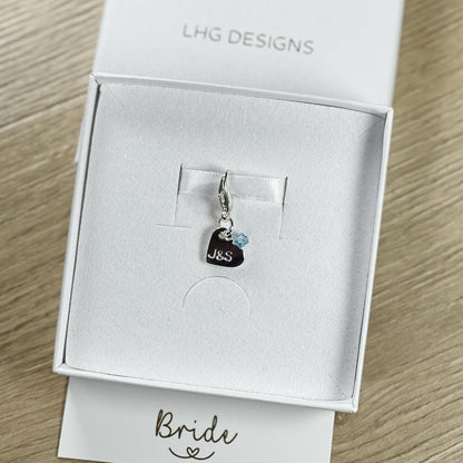 Personalised Wedding gift, Personalised engagement gift, Bridal shower gift, Couples Gift, Dress charm, Luggage Tag, Honeymoon gift, bouquet