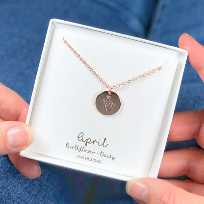 April Birth flower necklace, April Birthday gift for her, Daisy necklace, Birth flower jewellery, Mother's Day Gift, Gift for mum