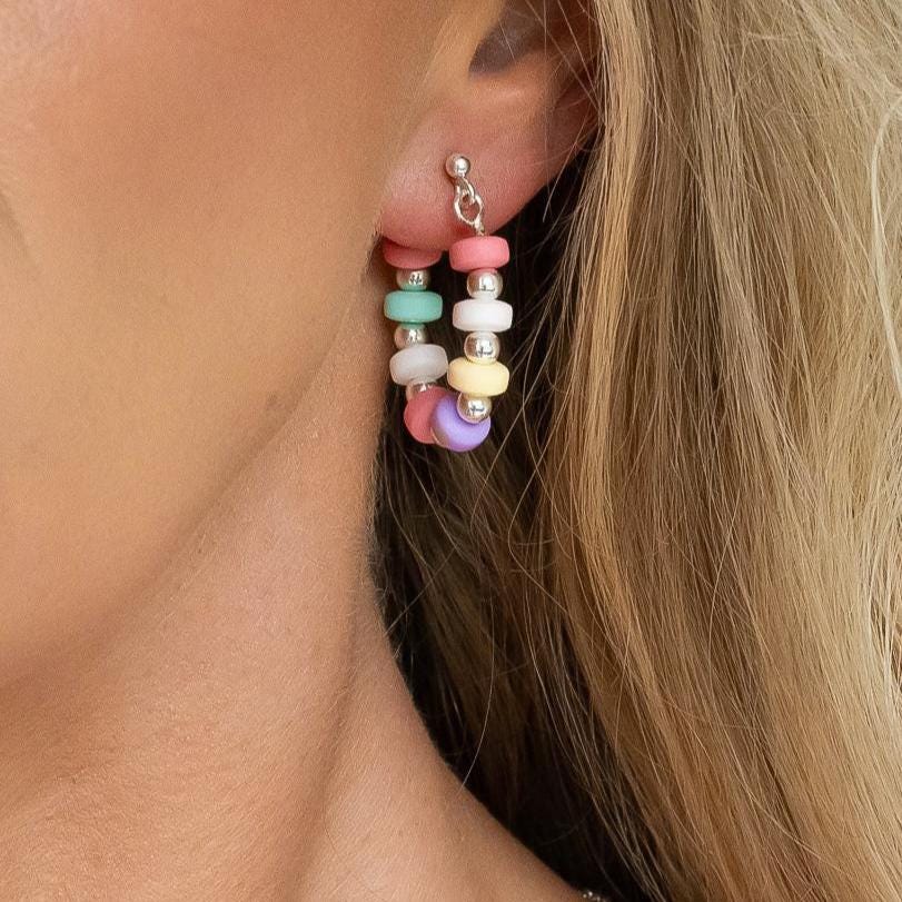 Pastel Rainbow color Necklace smooth rondelle shape beads, 7-8 Multi color shaded smooth Necklace gemstone Beads, Gifts wife