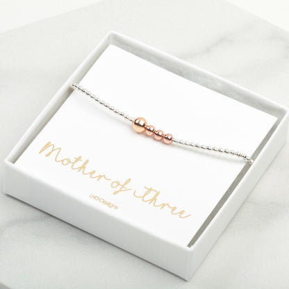 Mother and Child gift, Mother and Children bracelet, Mothers day gift, Birthday gift for Mum, Family Bracelet, Silver beaded bracelet