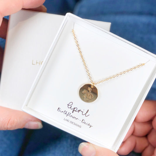 April Birth flower necklace, April Birthday gift for her, Daisy necklace, Birth flower jewellery, Mother's Day Gift, Gift for mum
