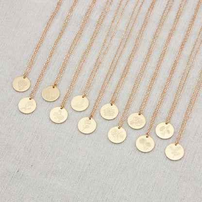 February Birth flower necklace, February Birthday gift for her, Violet necklace, Birth flower necklace, Round necklace rose gold silver