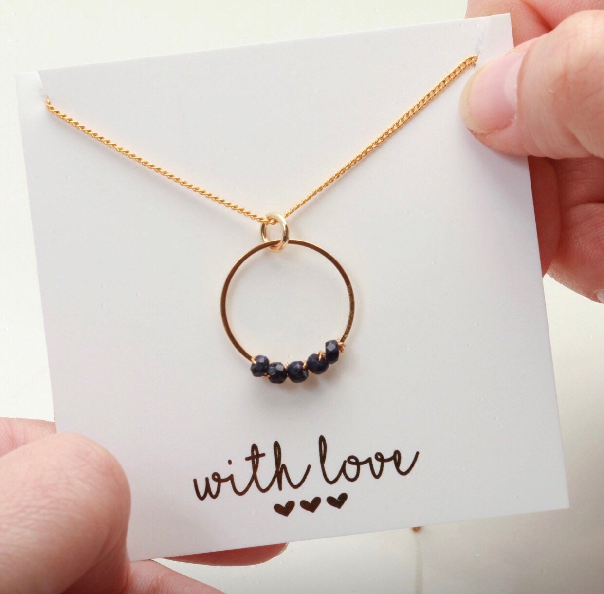 Sapphire Birthstone necklace, September birthstone gift, birthday gift, gift for her, gift for women, raw gemstone circle sapphire jewellery