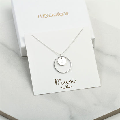 Silver circle personalised necklace, Karma necklace, Birthday Gift for her, Christmas gift for mum gran friend wife daughter, minimalist