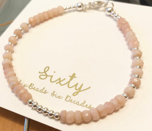 October Birthstone bracelet gift for her, Raw Pink Opal Bracelet, October birthday gift, Birthday bracelet, October jewellery