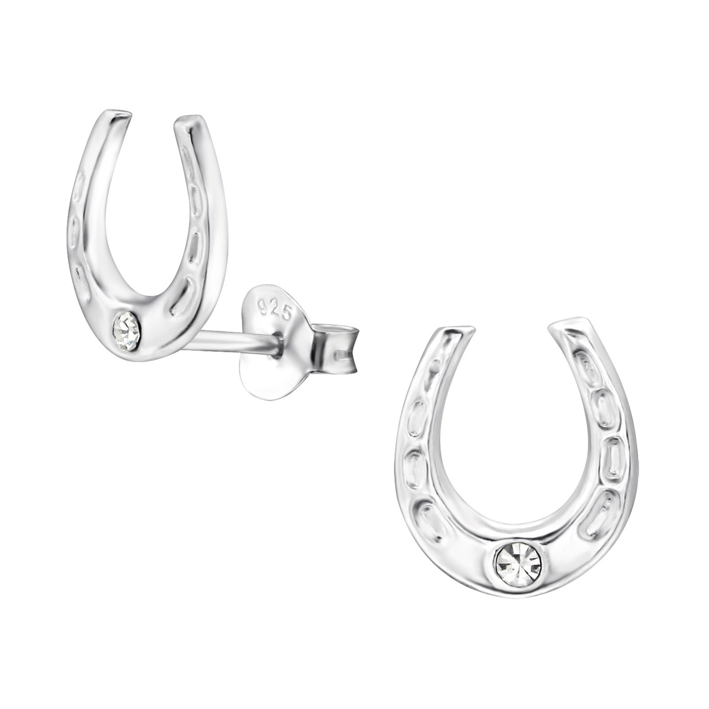 Horseshoe stud earrings in sterling silver