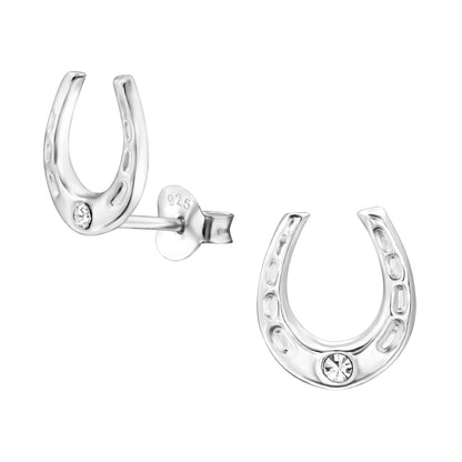Horseshoe stud earrings in sterling silver