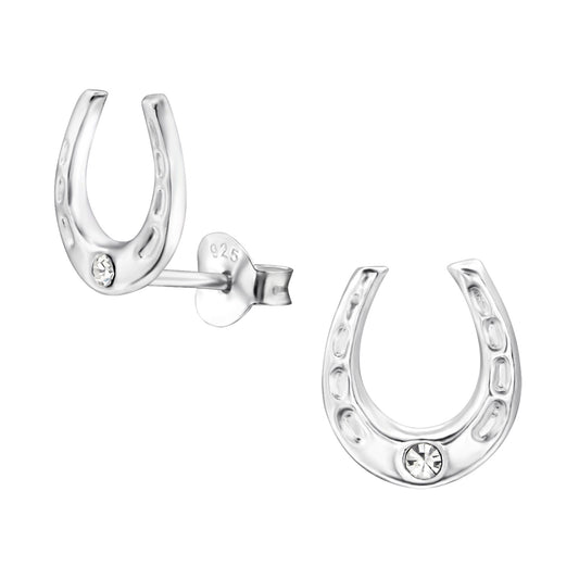 Horseshoe stud earrings in sterling silver