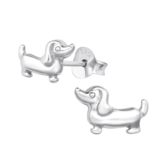 Sausage Dog stud earrings in sterling silver