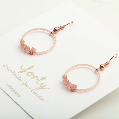 October Birthstone, Minimalist Rose Gold and Pink Opal Circle earrings, Crystal healing, Birthstone Gifts for Women, Opal earrings, October